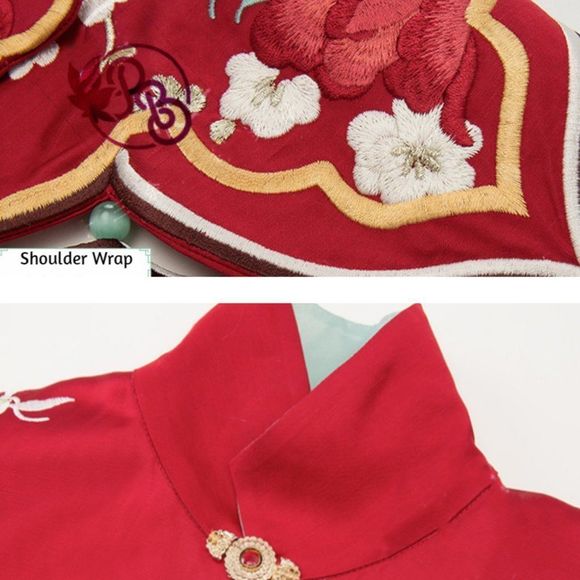 Floral Embroidered Maxi Gown Pearl | Women Traditional Wedding Prom Dress - Picture 6 of 11